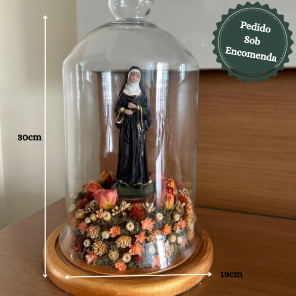 Flores Secas/Desidratadas Cupula de vidro Sacra - Santa Rita de Cassia - Imagem 3