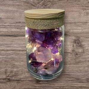 flores secas/desidratadas Luminária Ametista