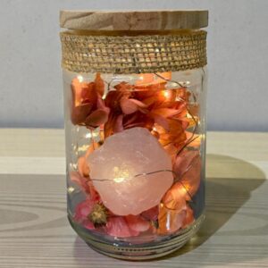 Flores secas/desidratadas Luminária Quartzo Rosa